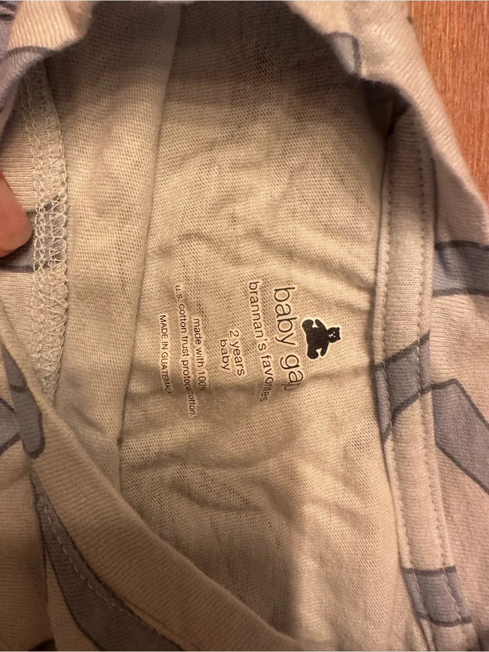 GAP Cream Long-Sleeve Tee with Blue Bow Pattern